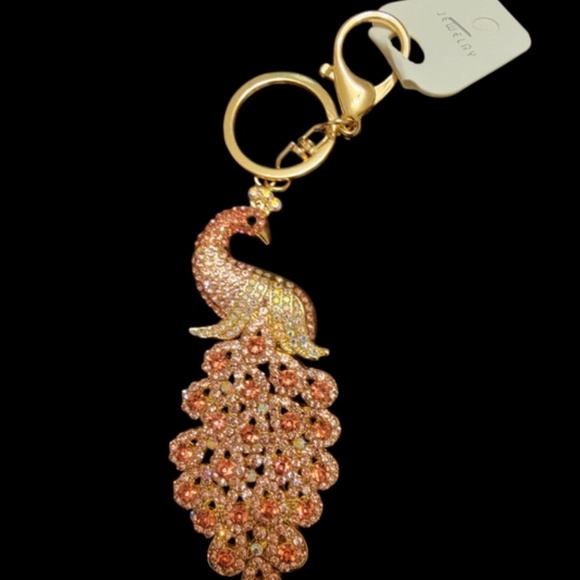 Peacock Crystal Keychain Bag Charm NWT 🎁 Gift Ready - Picture 7 of 8